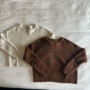 American Eagle Outfitters Cream and Brown Sweater Duo